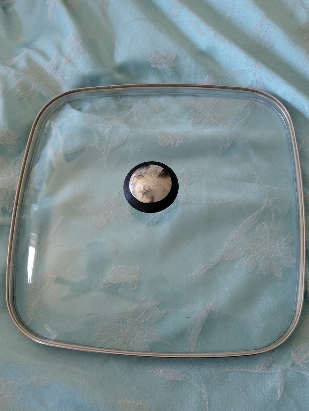 Paige Foreman Glass Square Cookware Lid with Black Knob 12x12